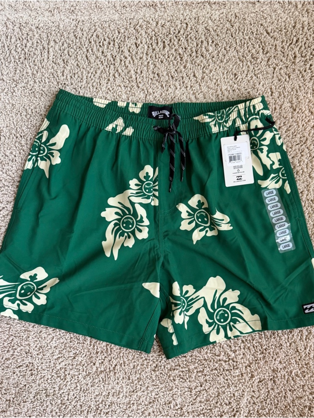 Billabong Hazey Days Layback Unlined Swim Trunks, Washed Olive